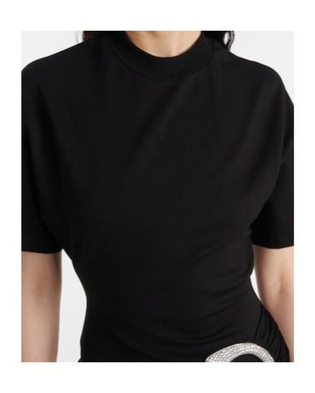 David Koma Black Embellished Draped Jersey Minidress