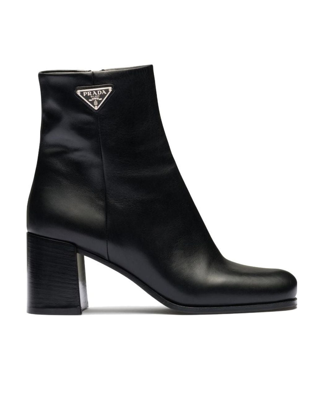 Prada Black Round-Toe High-Heel Ankle Boots