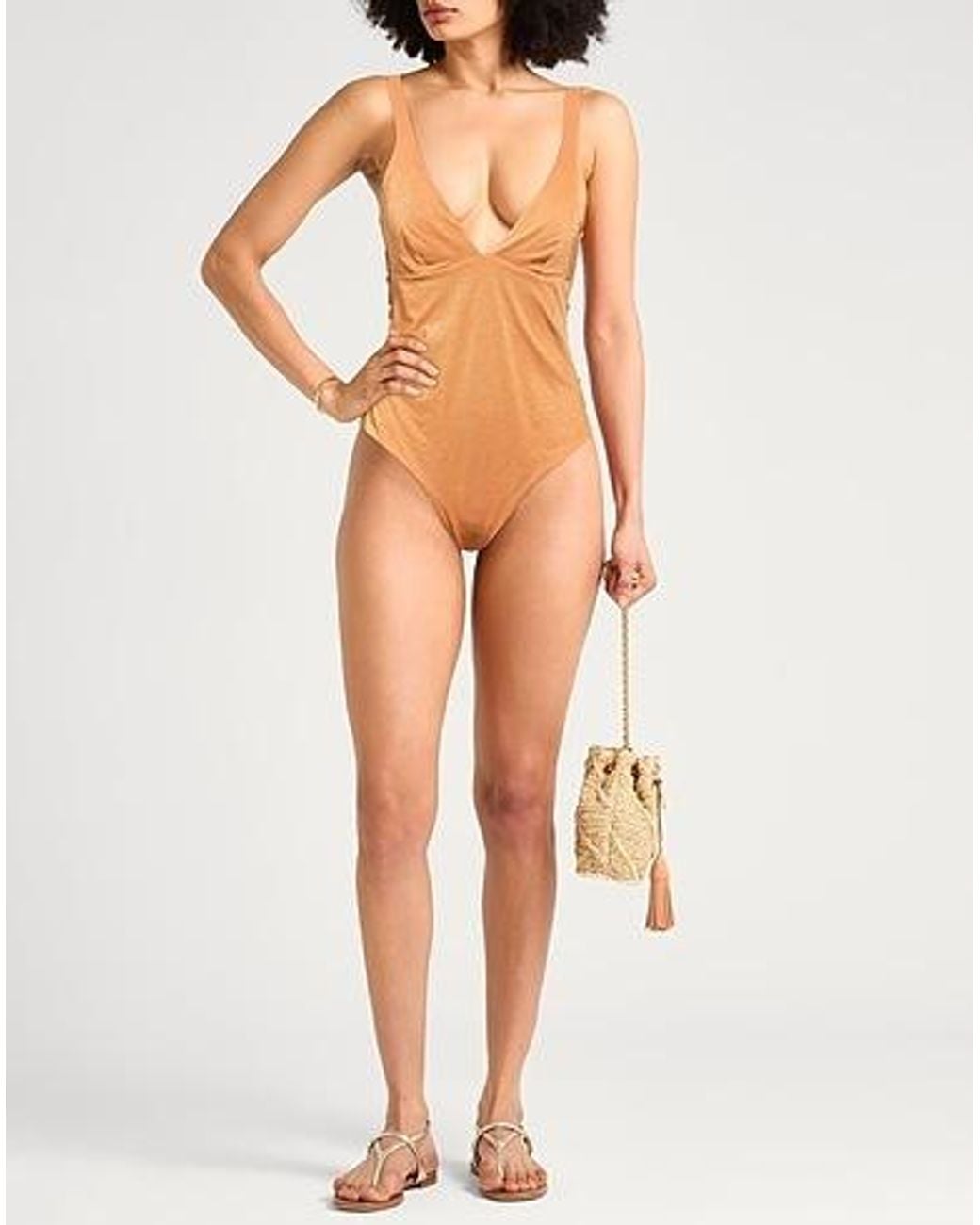 Max Mara Orange Metallic One-Piece Swimsuit