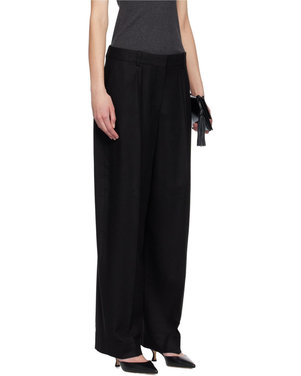 Totême  Black Totême Pleated Wide-Leg Pants