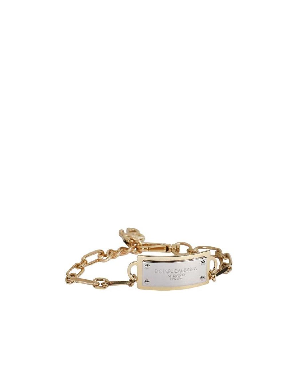 Dolce & Gabbana White Engraved Chain-Link Bracelet for men