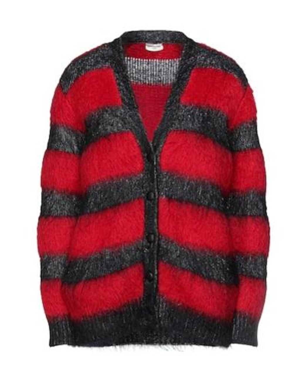 Saint Laurent Red Striped Knit Suede Jacket