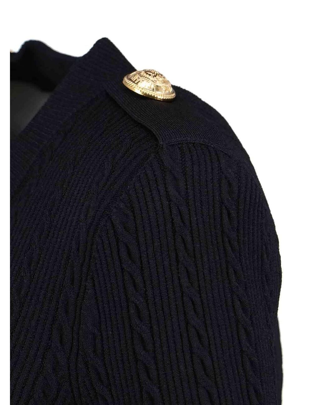 Balmain Black V-Neck Long Sleeved Knitted Cardigan