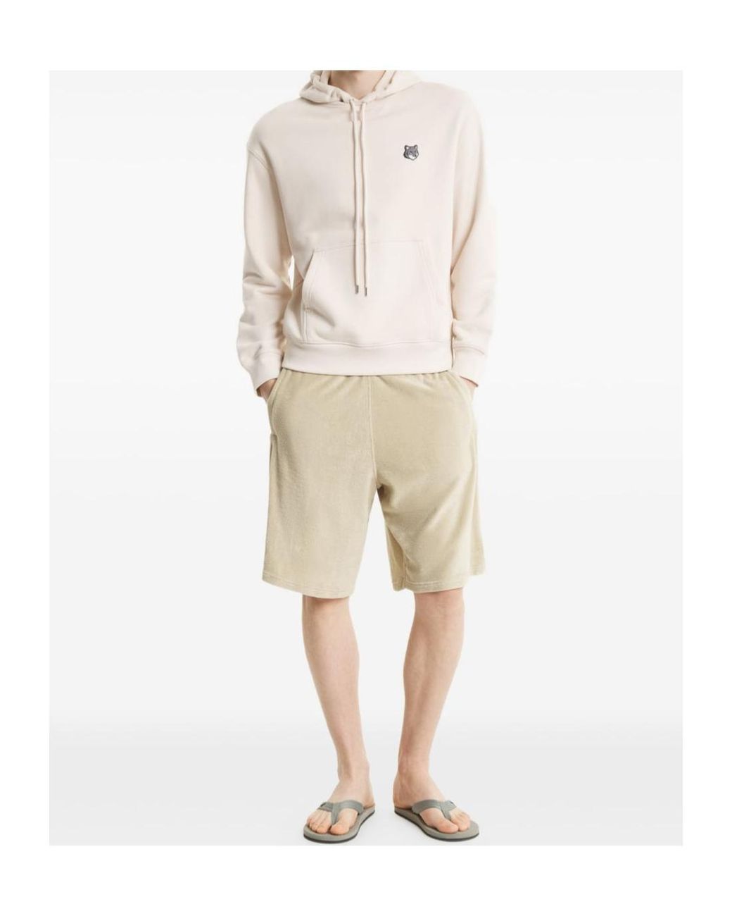 Maison Kitsuné White Maison Kitsuné Fox Patch Hoodie for men