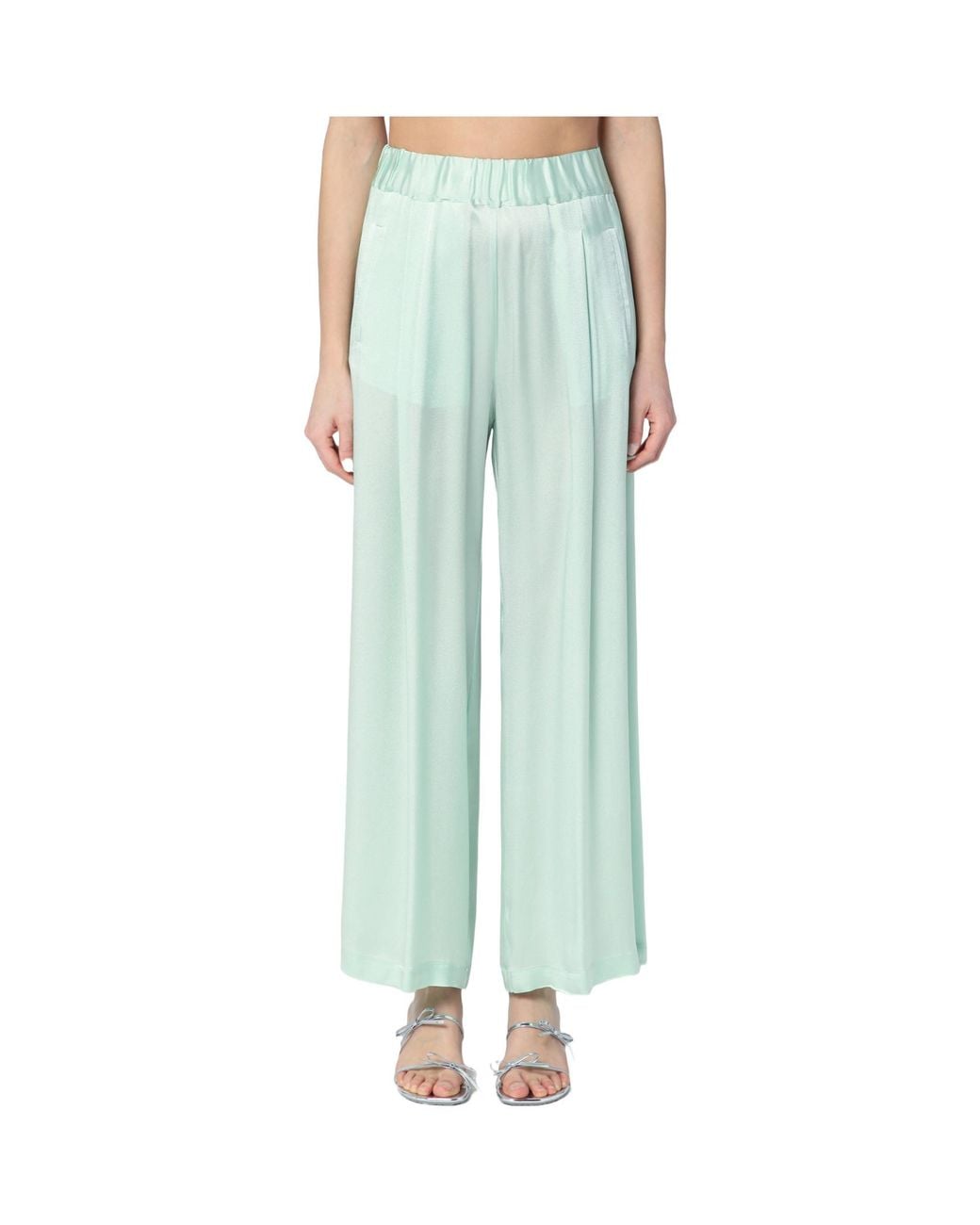 Semicouture Green Elastic Waist Casual Pants