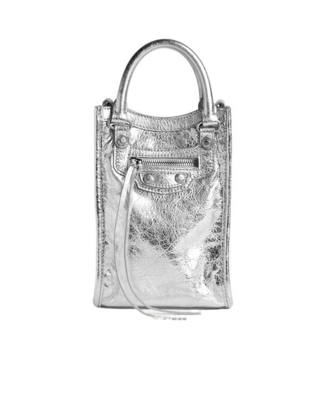 Balenciaga White Metallic Crossbody Bag