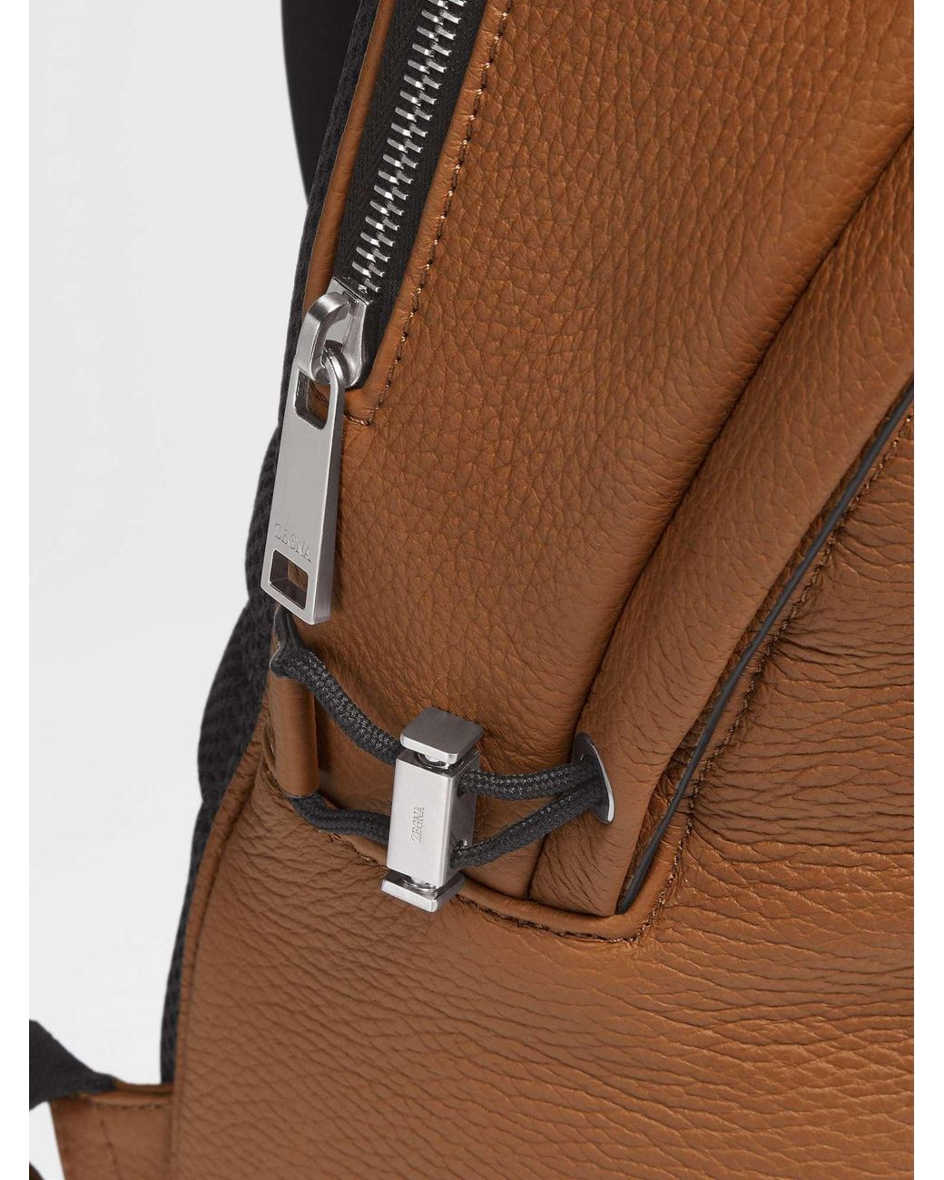Zegna Brown Logo Lettering Backpack for men