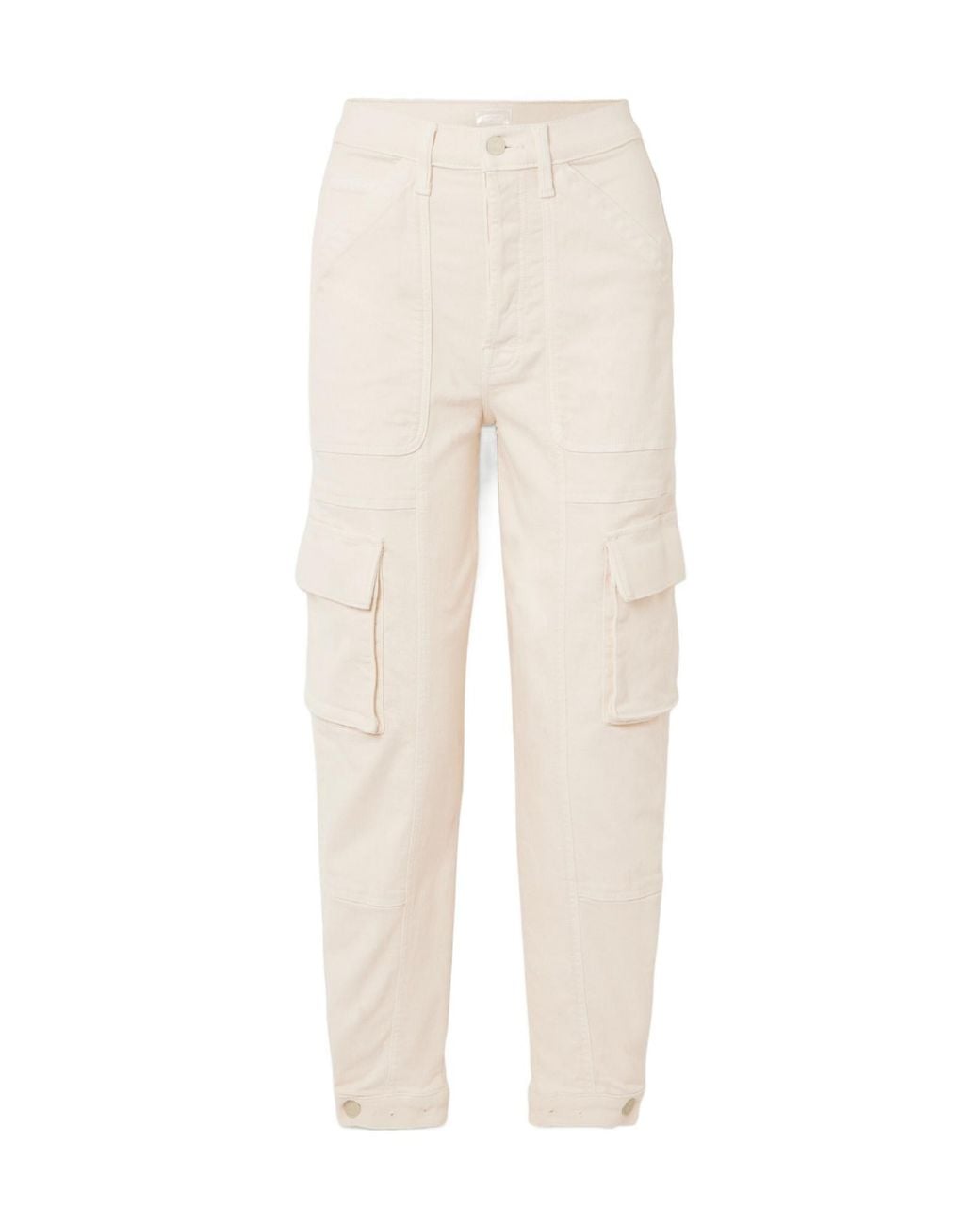 Mother White The Curbside Cargo Flood High-Rise Tapered Jeans