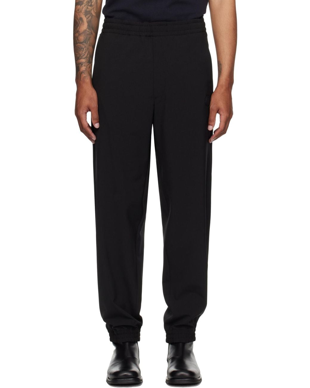Moncler Black Logo Patch Jogging Pants for men