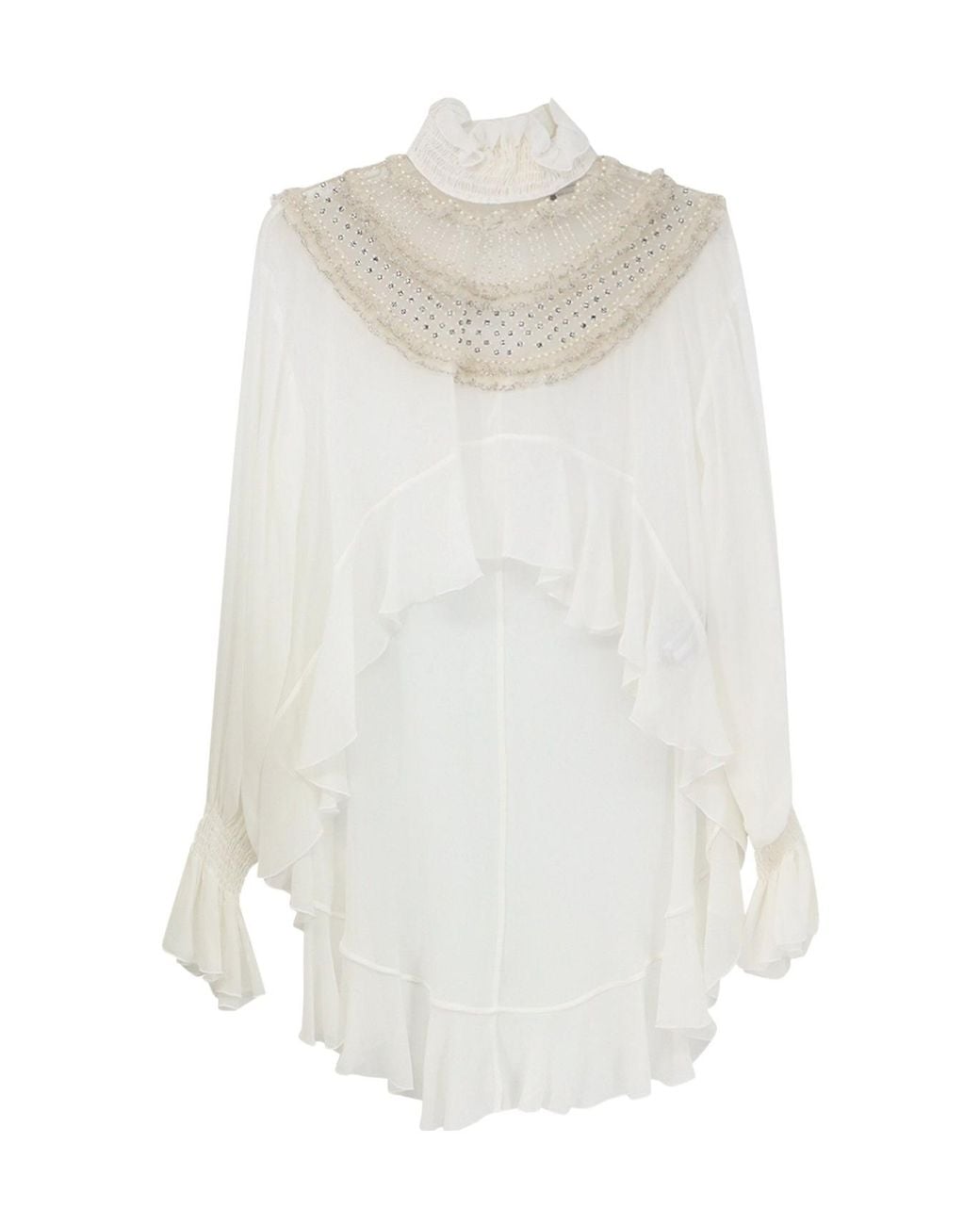 Elisabetta Franchi White Viscose Georgette Blouse With Ruching