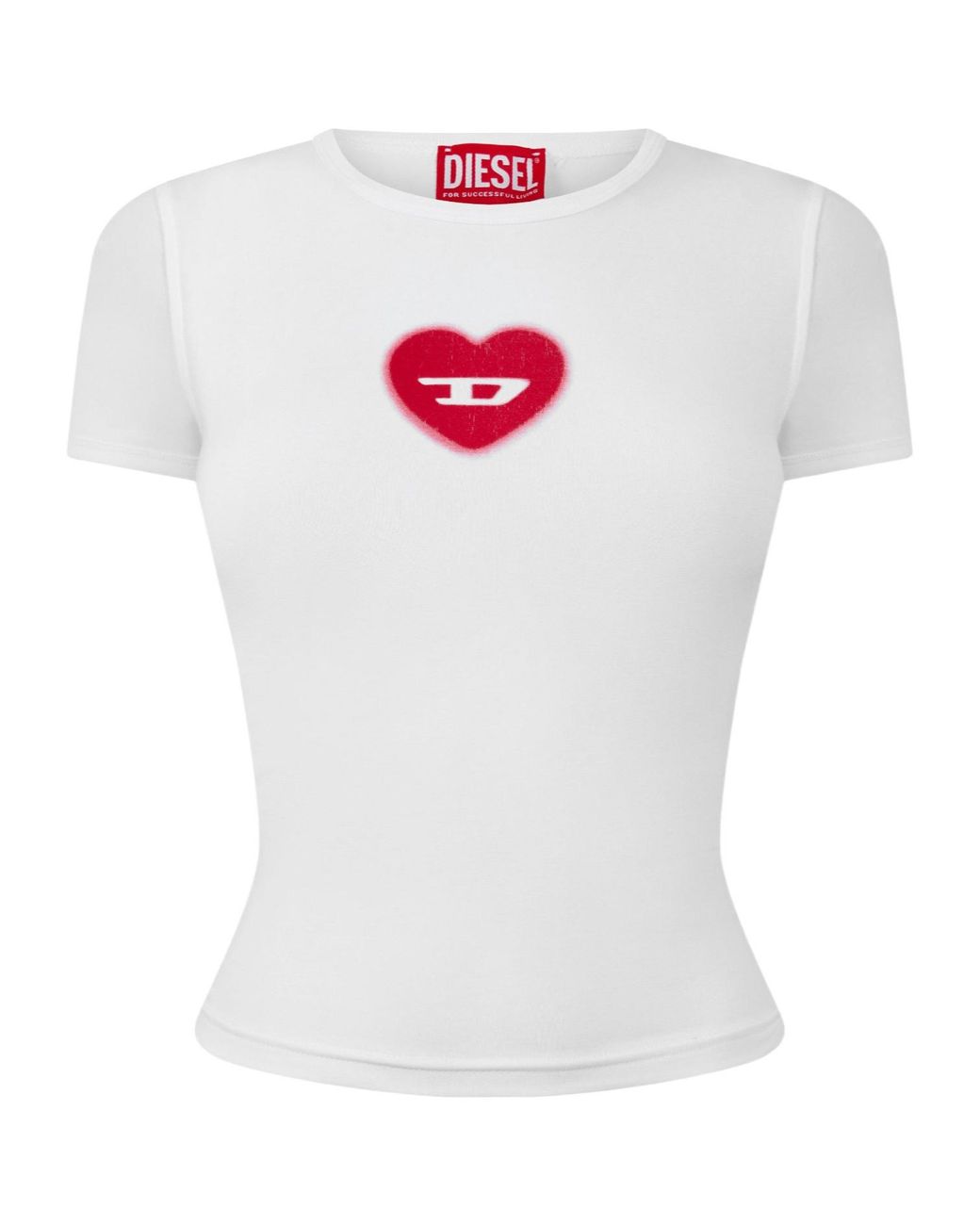 DIESEL White Fitted Cropped T-Shirt