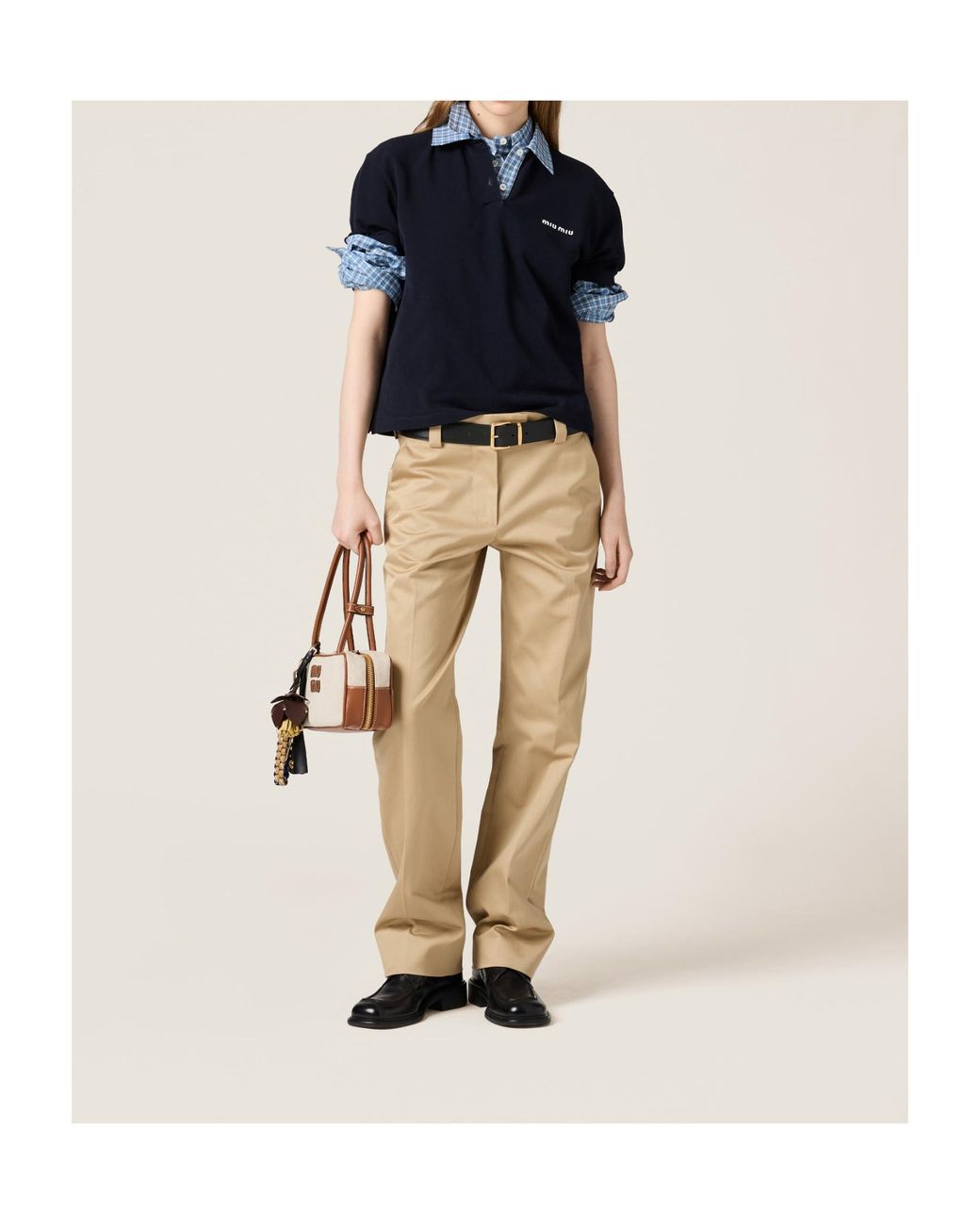 Miu Miu Blue Logo-Embroidered Short-Sleeved Polo Shirt