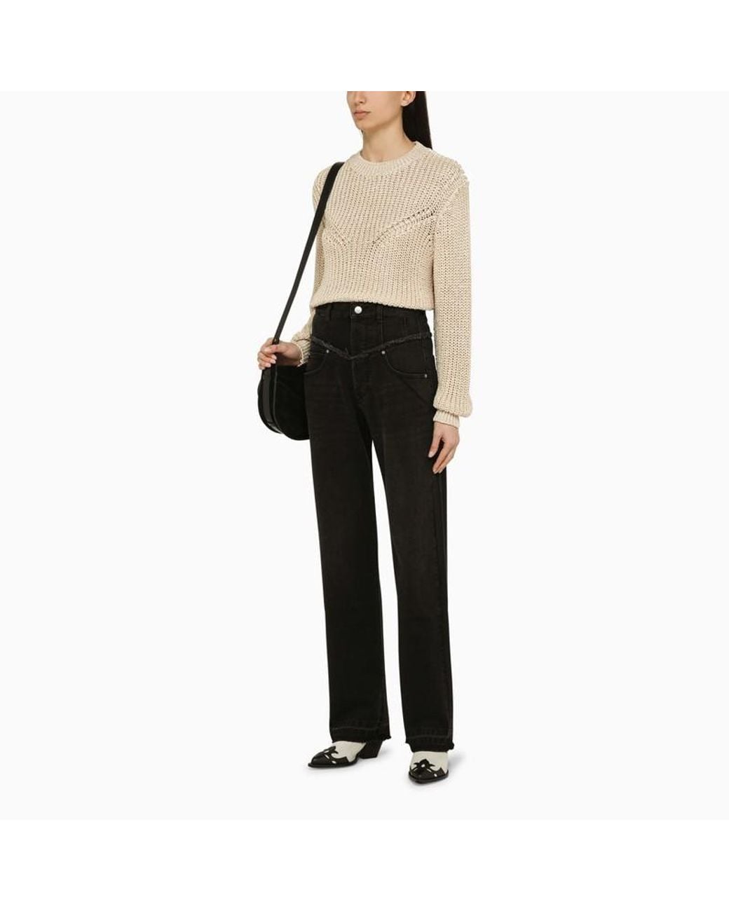 Isabel Marant Natural Recycled Polyester Ecru Crew-Neck Jumper Sweater
