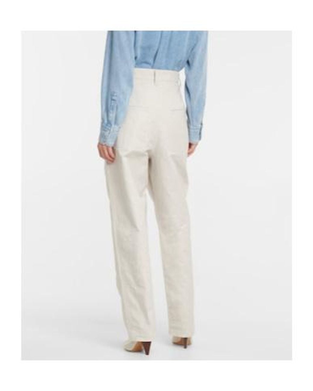 Isabel Marant White High-Waisted Cotton And Linen Casual Pants