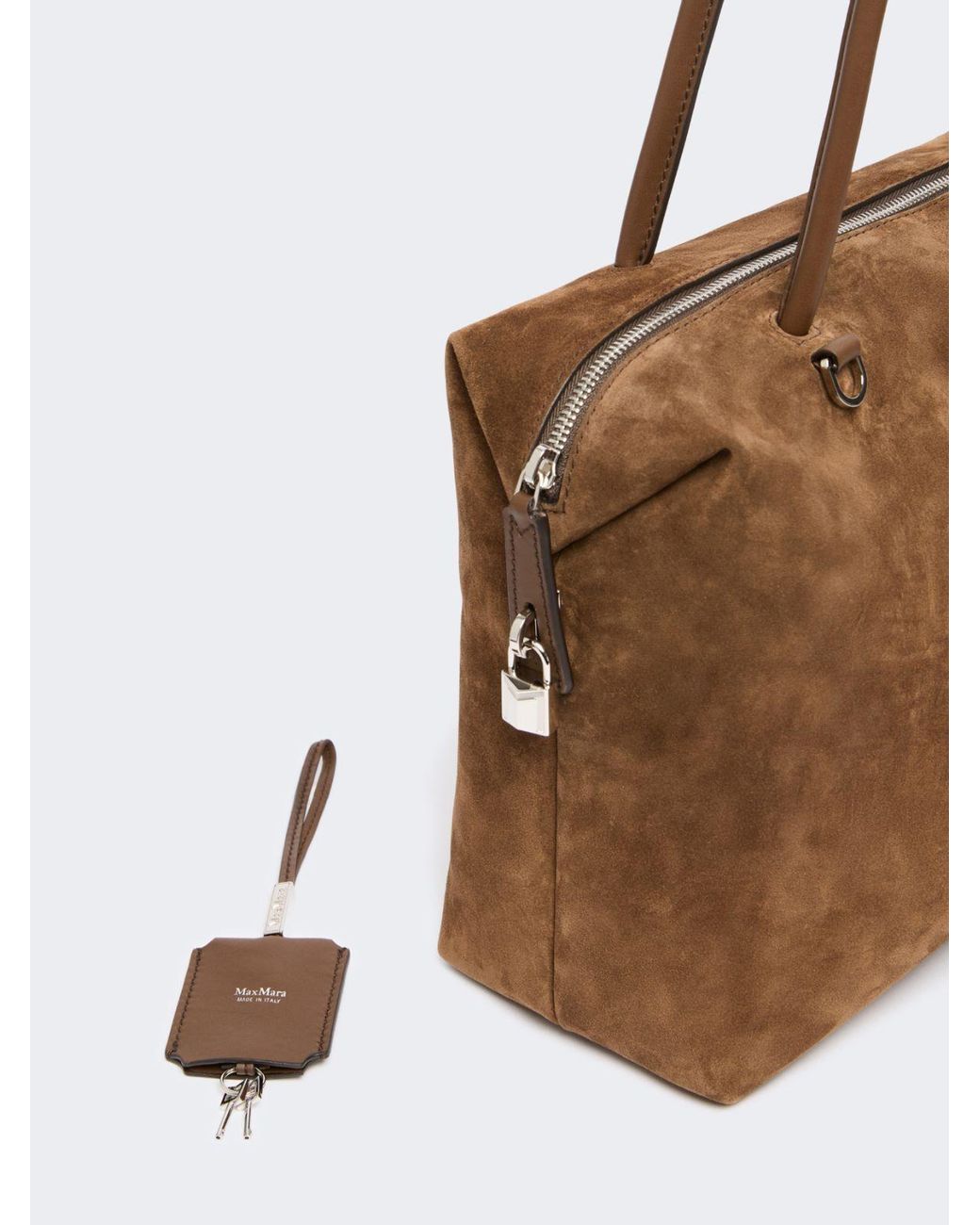 Max Mara Brown Zip-Fastening Suede Tote Bag