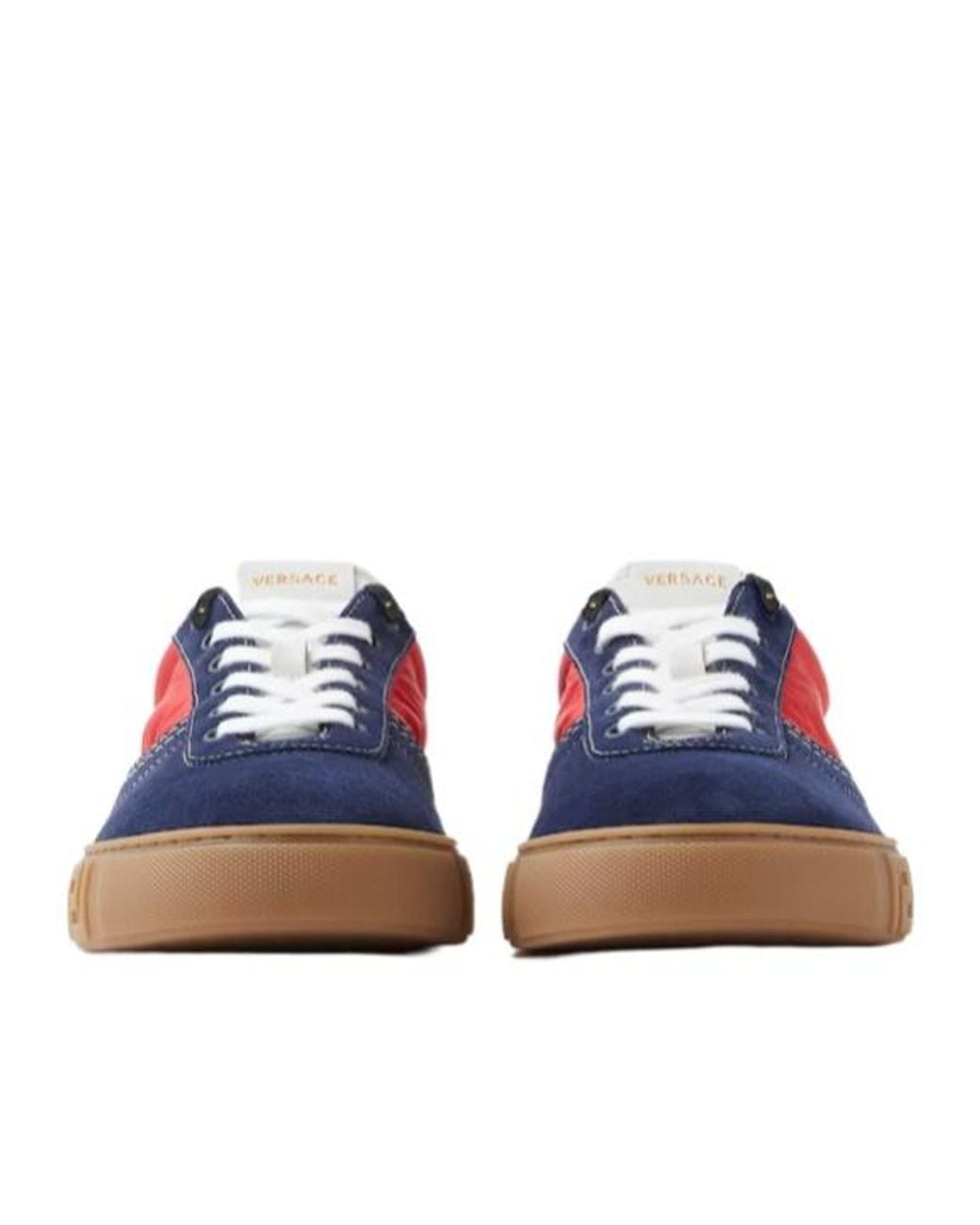 Versace Red Greca Lace-Up Sneakers for men
