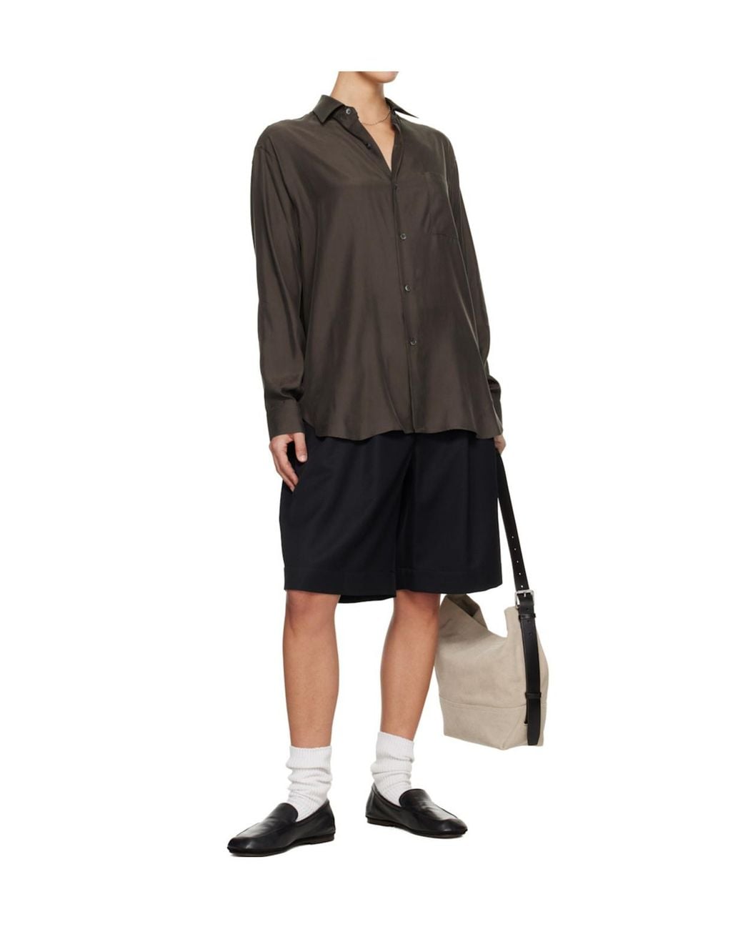 Ssstein Gray Oversized Long-Sleeved Shirt