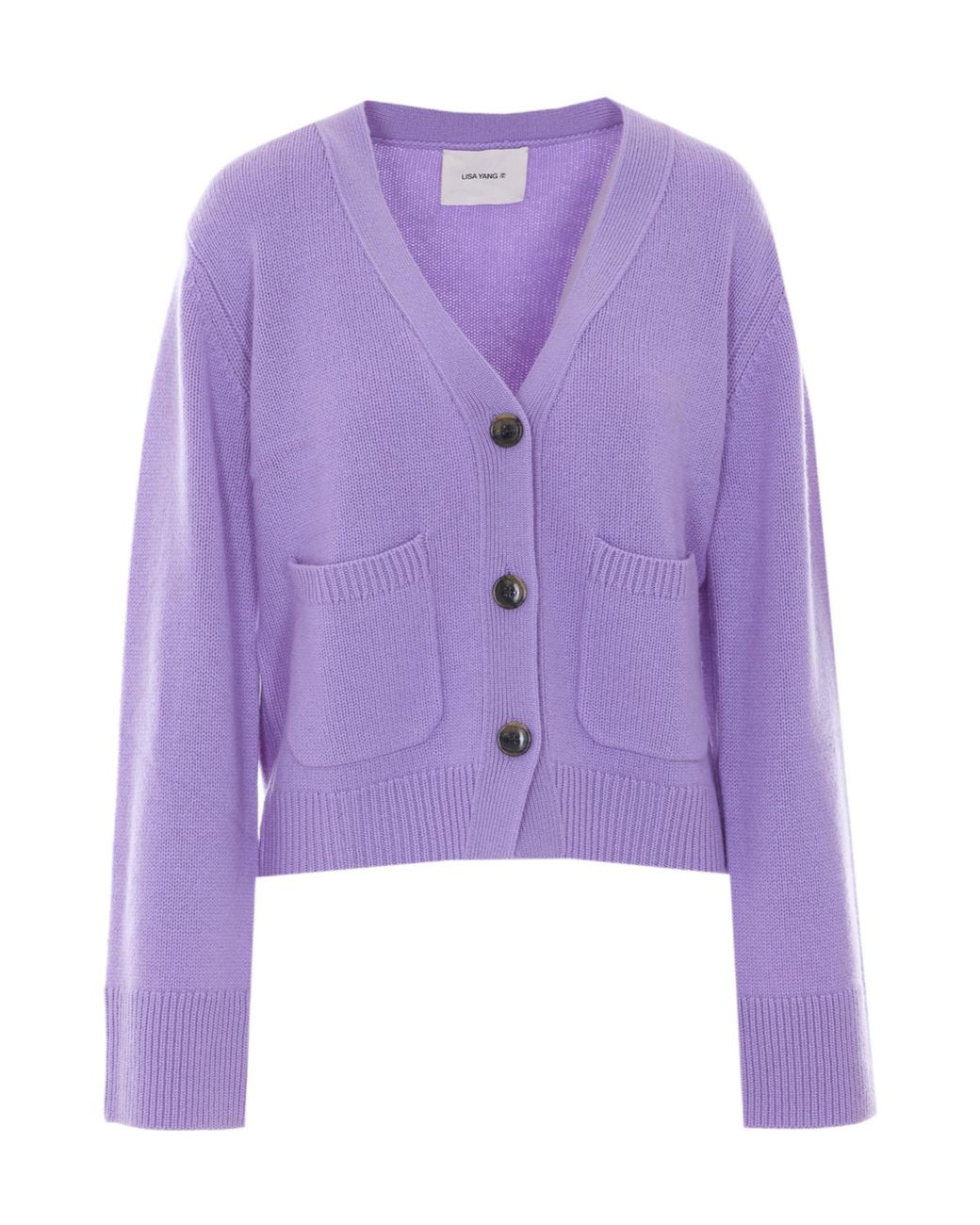 Lisa Yang Purple Danni V-Neck Button-Up Cardigan
