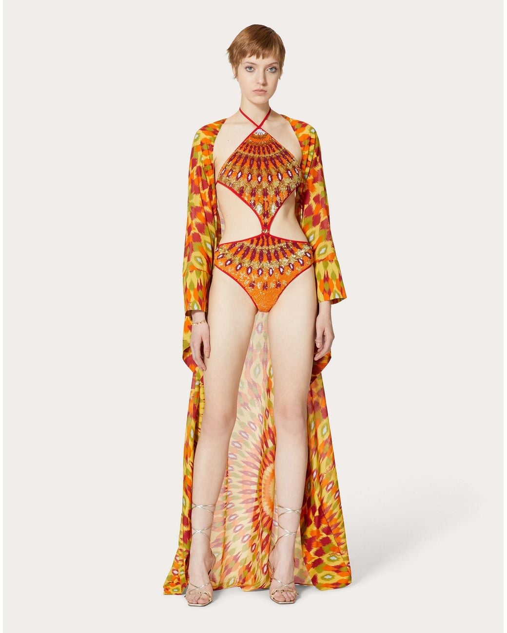 Valentino Metallic Printed Tulle Coat