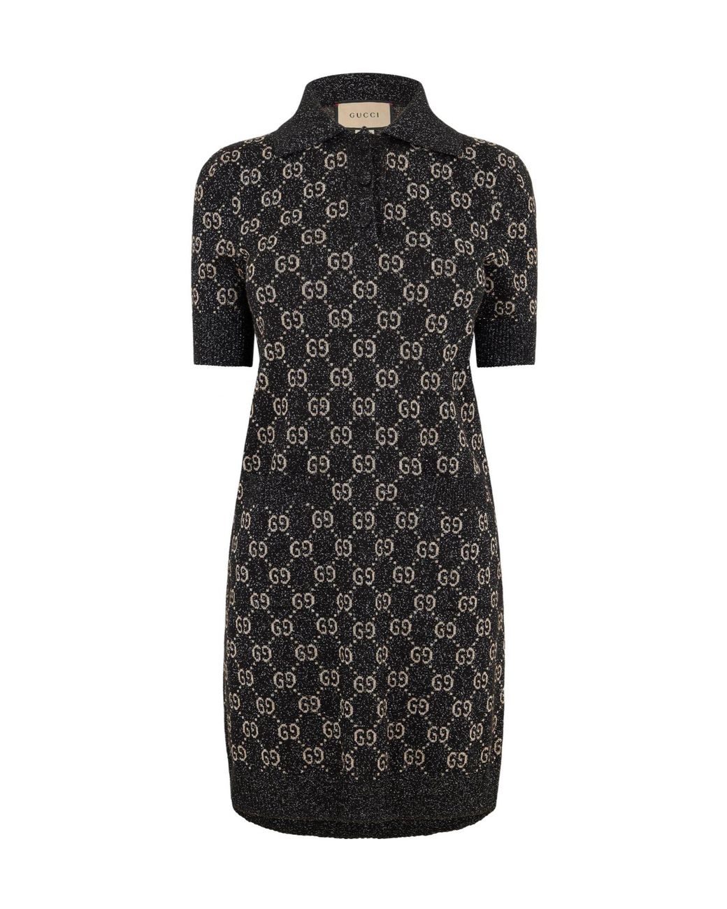 Gucci Black Gg Jacquard Cotton Dress