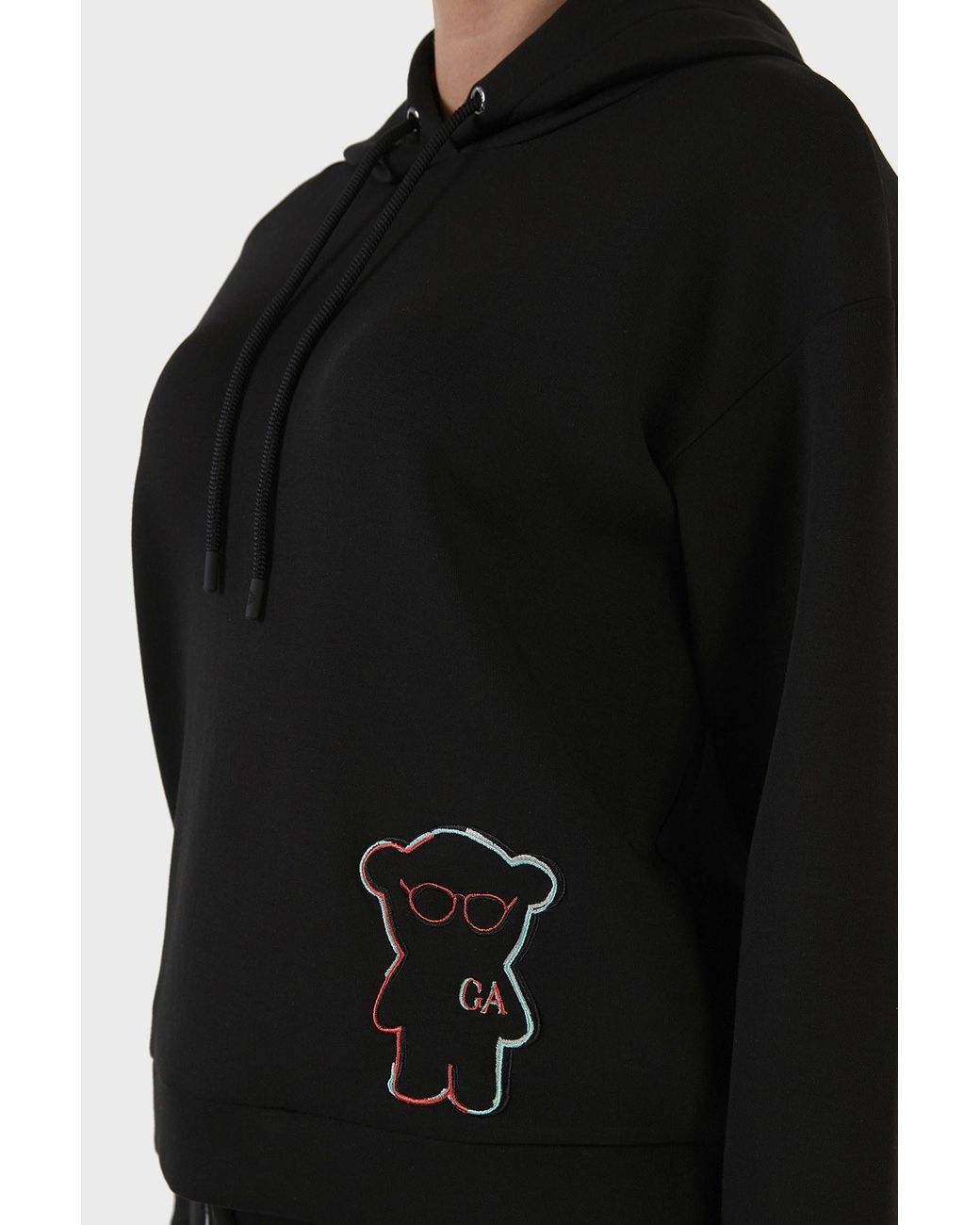 Emporio Armani Black Logo-Patch Hoodie