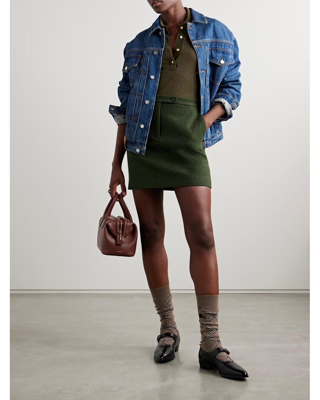 Bally Green Wool Mini Skirt