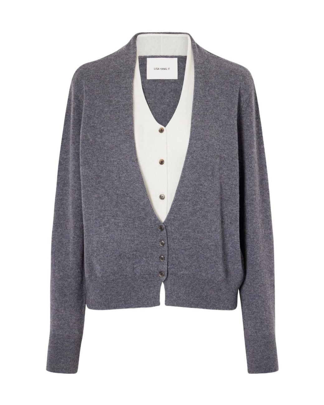Lisa Yang Blue Two-Tone Layered Cashmere Cardigan