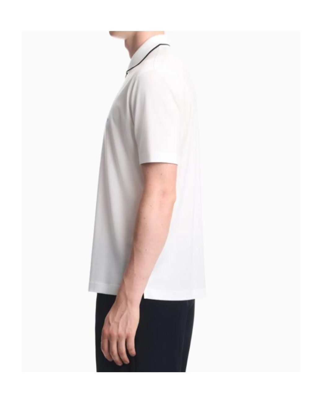 Emporio Armani White Short-Sleeved Collared Polo Shirt for men