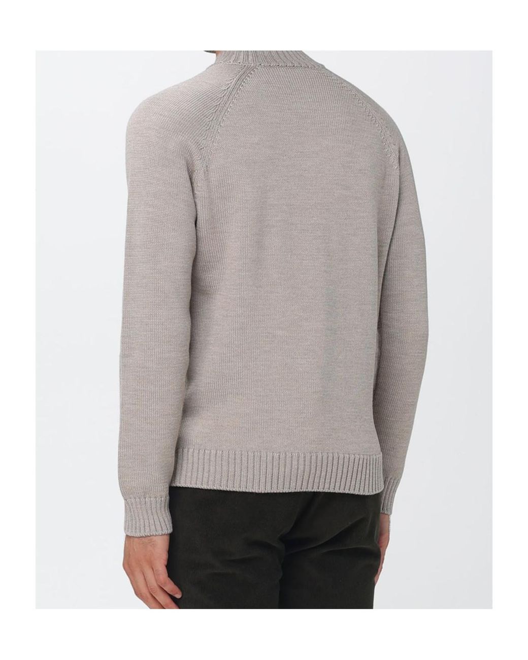 Zanone Gray Ribbed Turtleneck Jumper for men