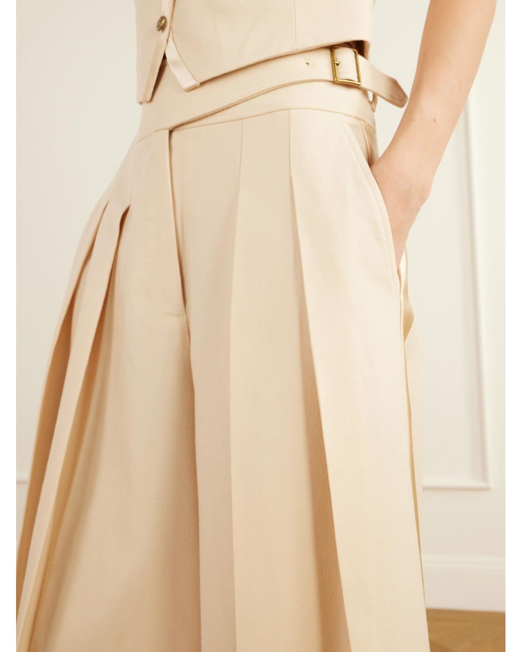 Zimmermann Natural Valiant Pleated Palazzo Pants