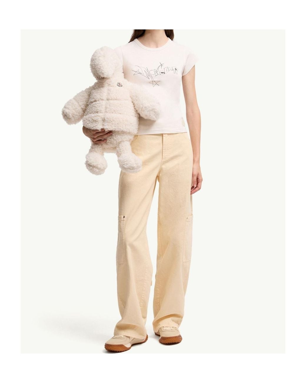 Moncler White Logo Printed Crewneck T-Shirt