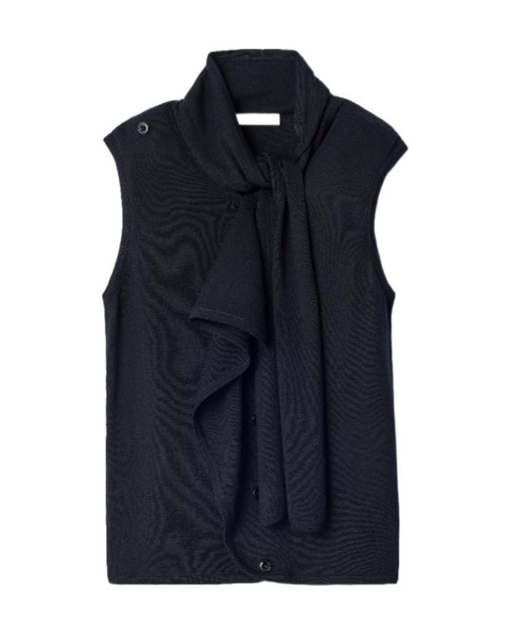 Lemaire Blue Scarf Detailed Sleeveless Cardigan