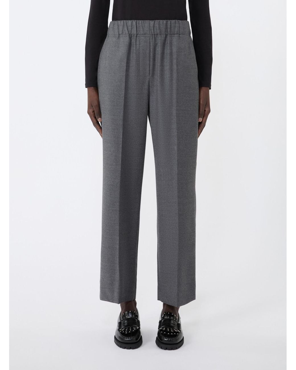 Weekend by Maxmara Gray Wool Flannel Trousers