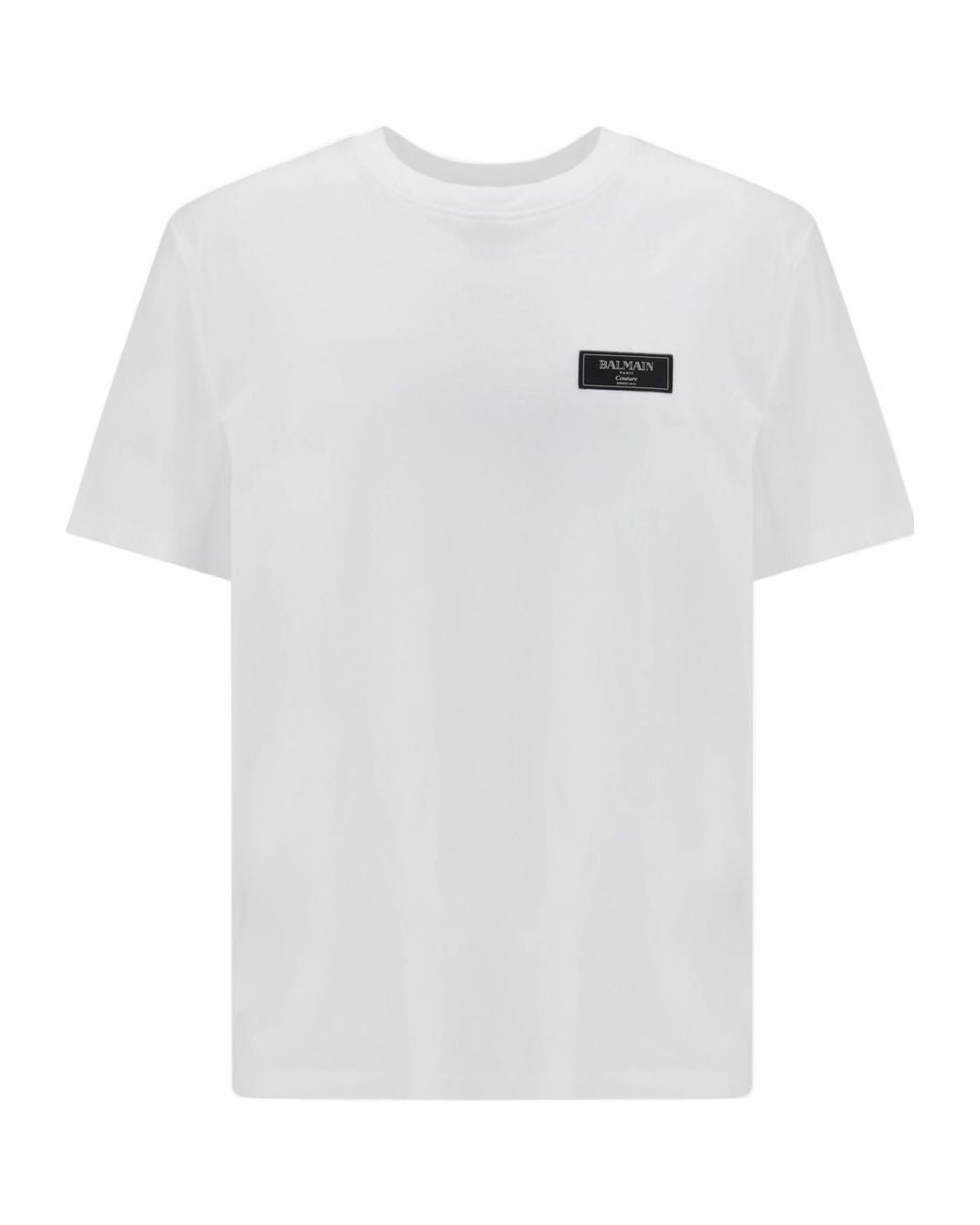 Balmain White Logo Motif Crewneck T-Shirt for men