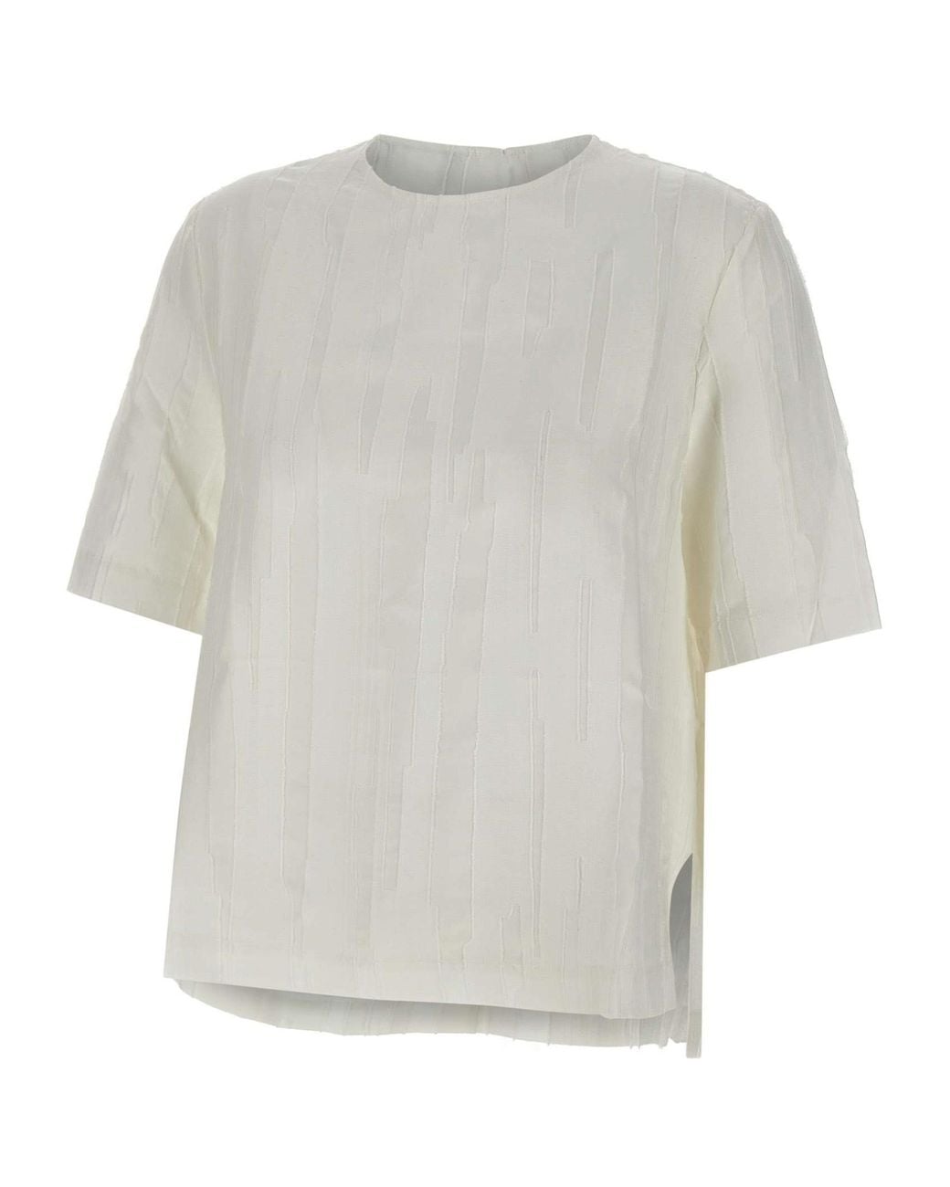 Loulou de Saison White Toba Textured Short-Sleeve Top