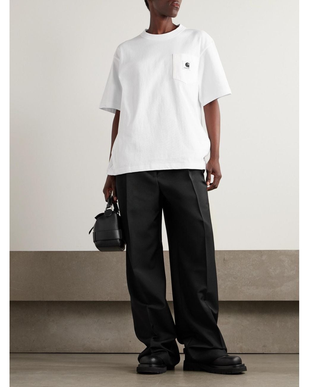 Sacai White Casual Short-Sleeve T-Shirt