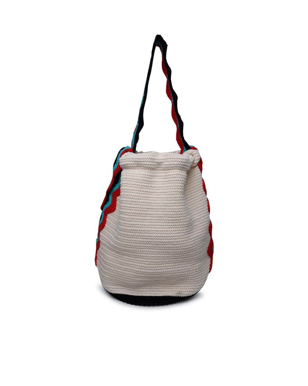 Jil Sander White Logo Patch Drawstring Shoulder Bag