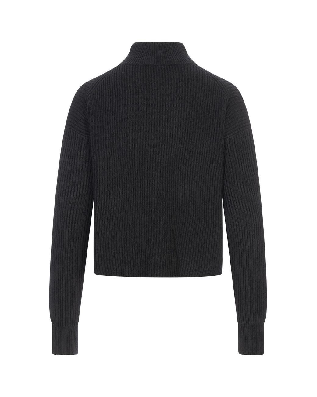 Max Mara Blue Studio Mock Neck Ribbed Jumper