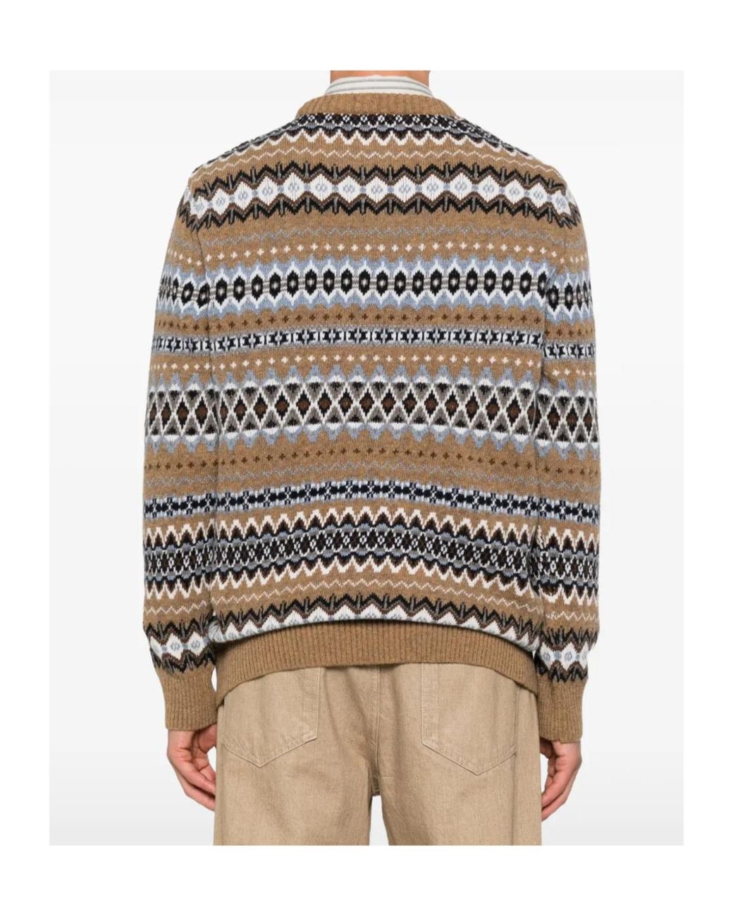 Barbour Brown Fair-Isle Sweater for men