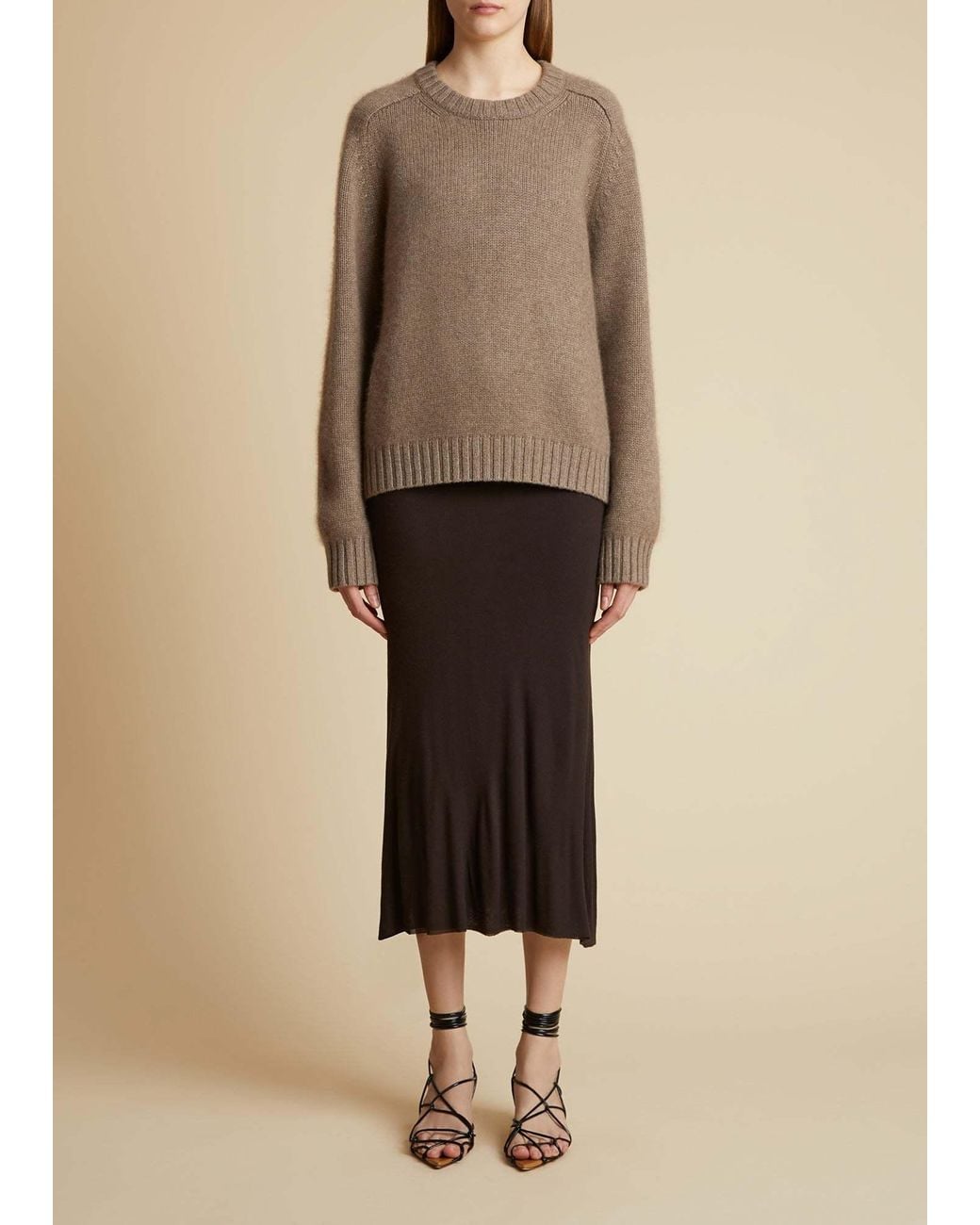 Khaite Brown Long-Sleeved Crewneck Jumper