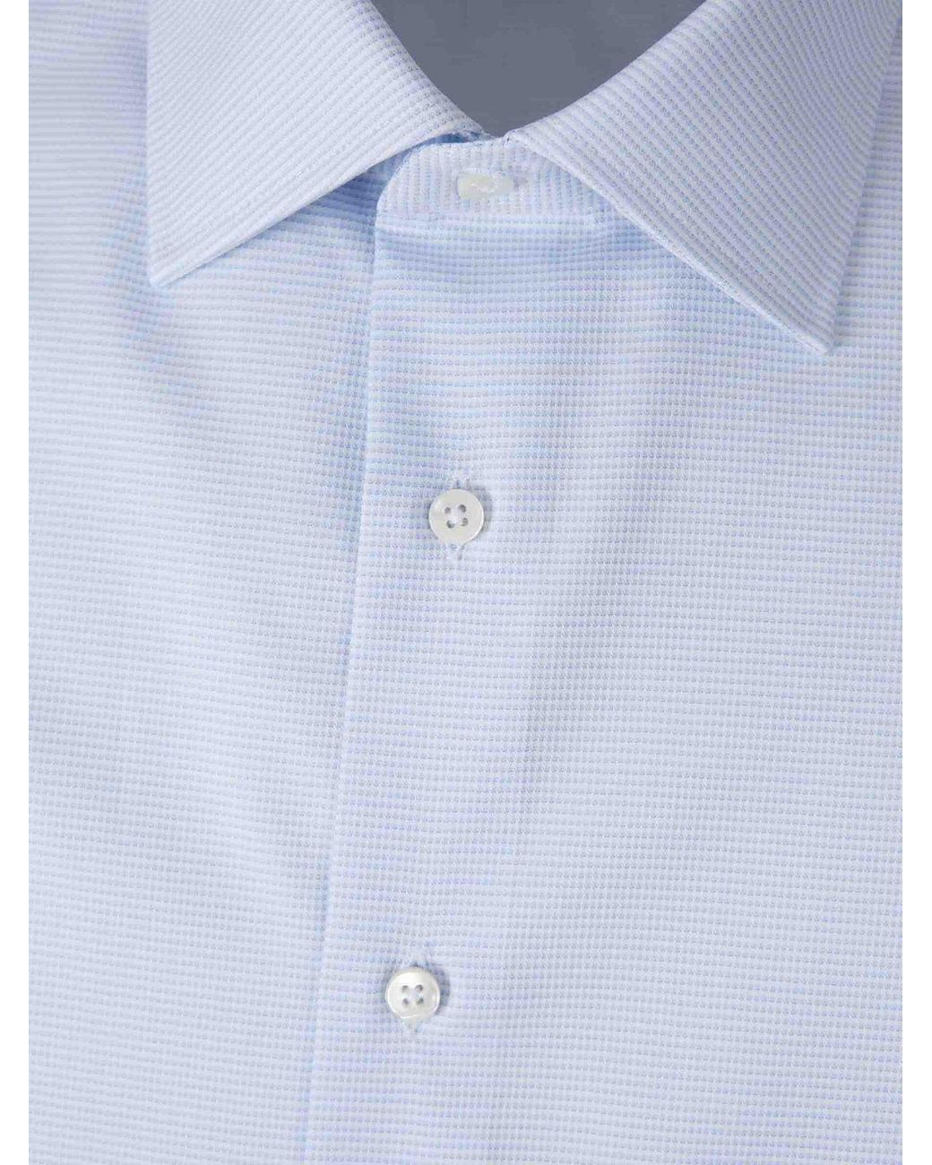 Canali Blue Regular Fit Micro Print Shirt for men
