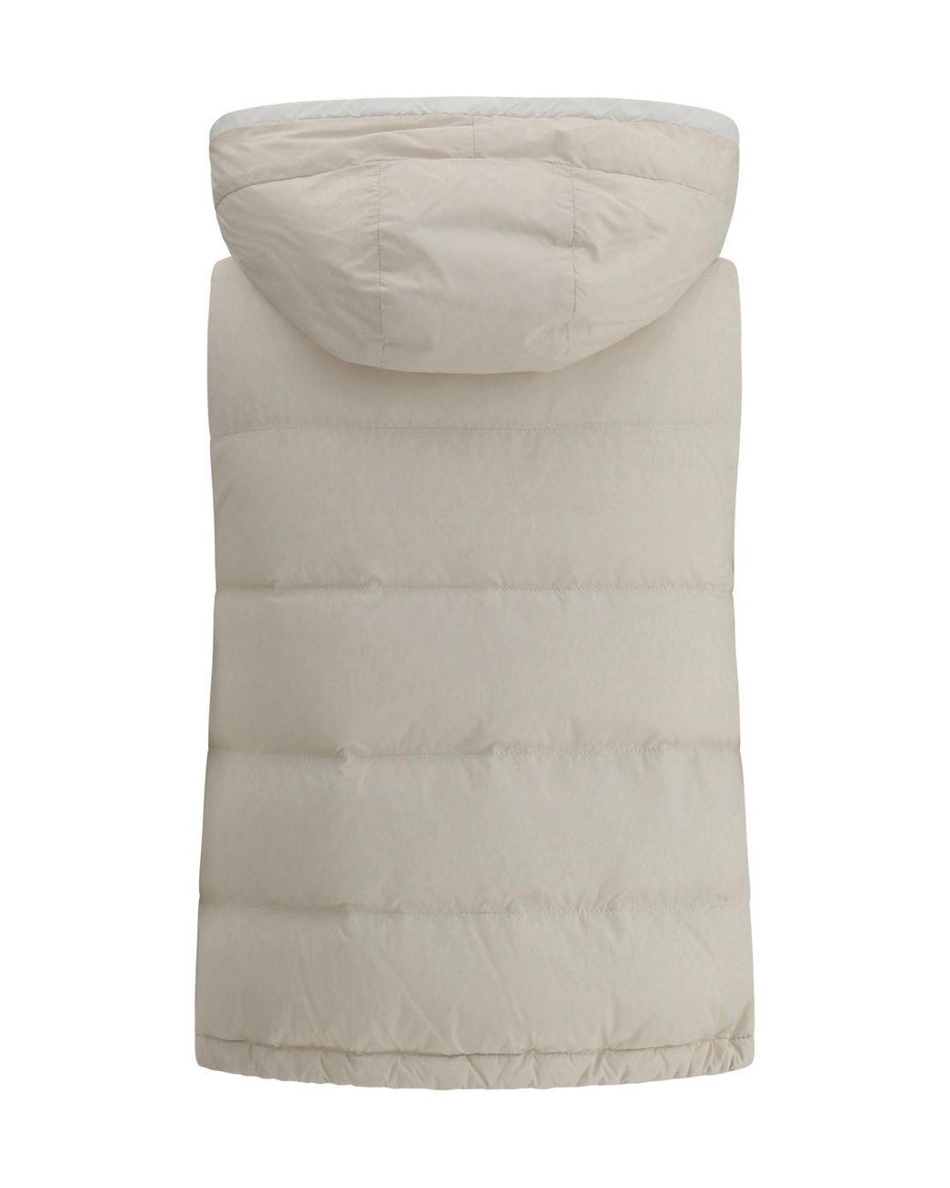 Brunello Cucinelli White Hooded Puffer Gilet