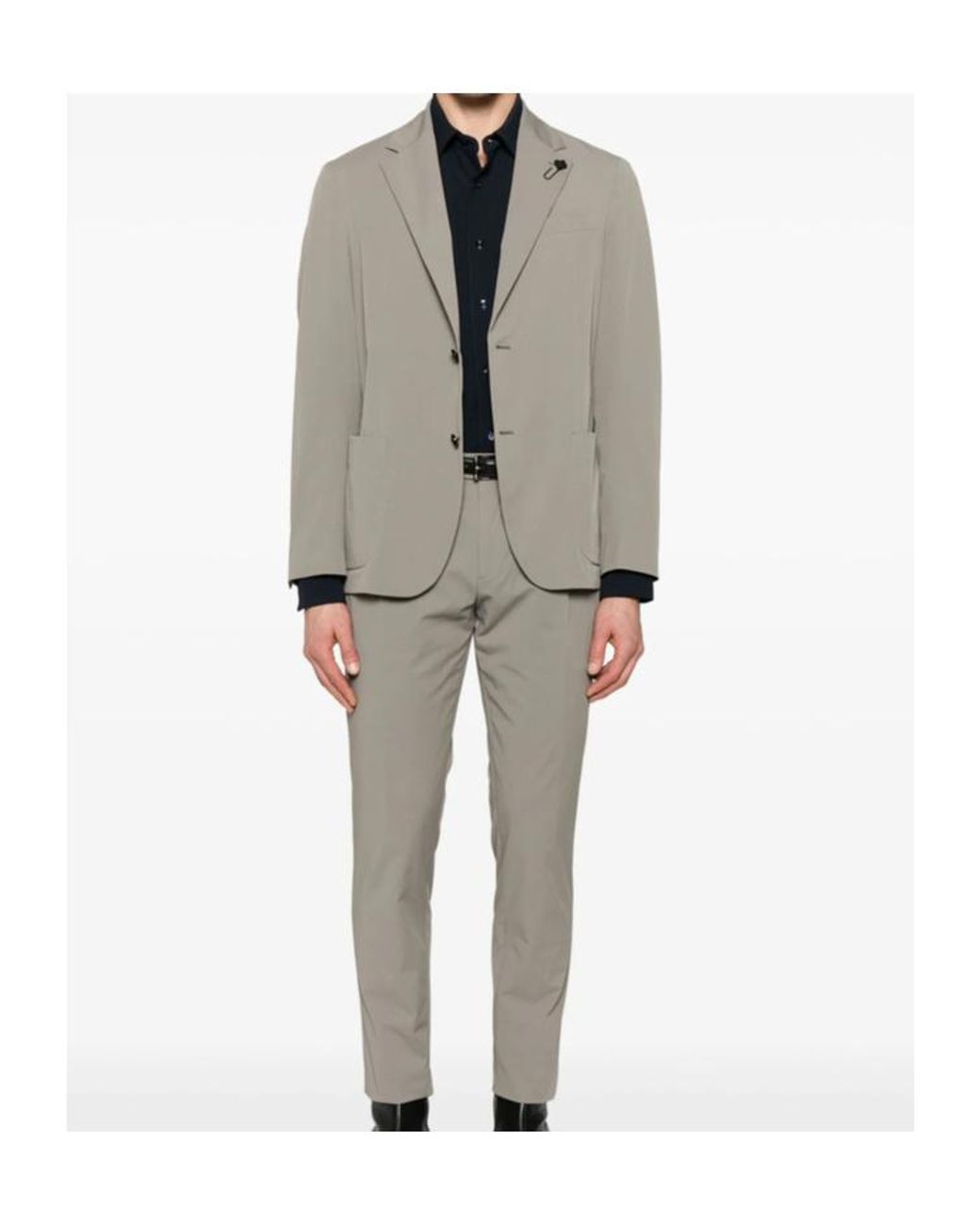 Mazzarelli Blue Lapel Long Sleeve Shirt for men