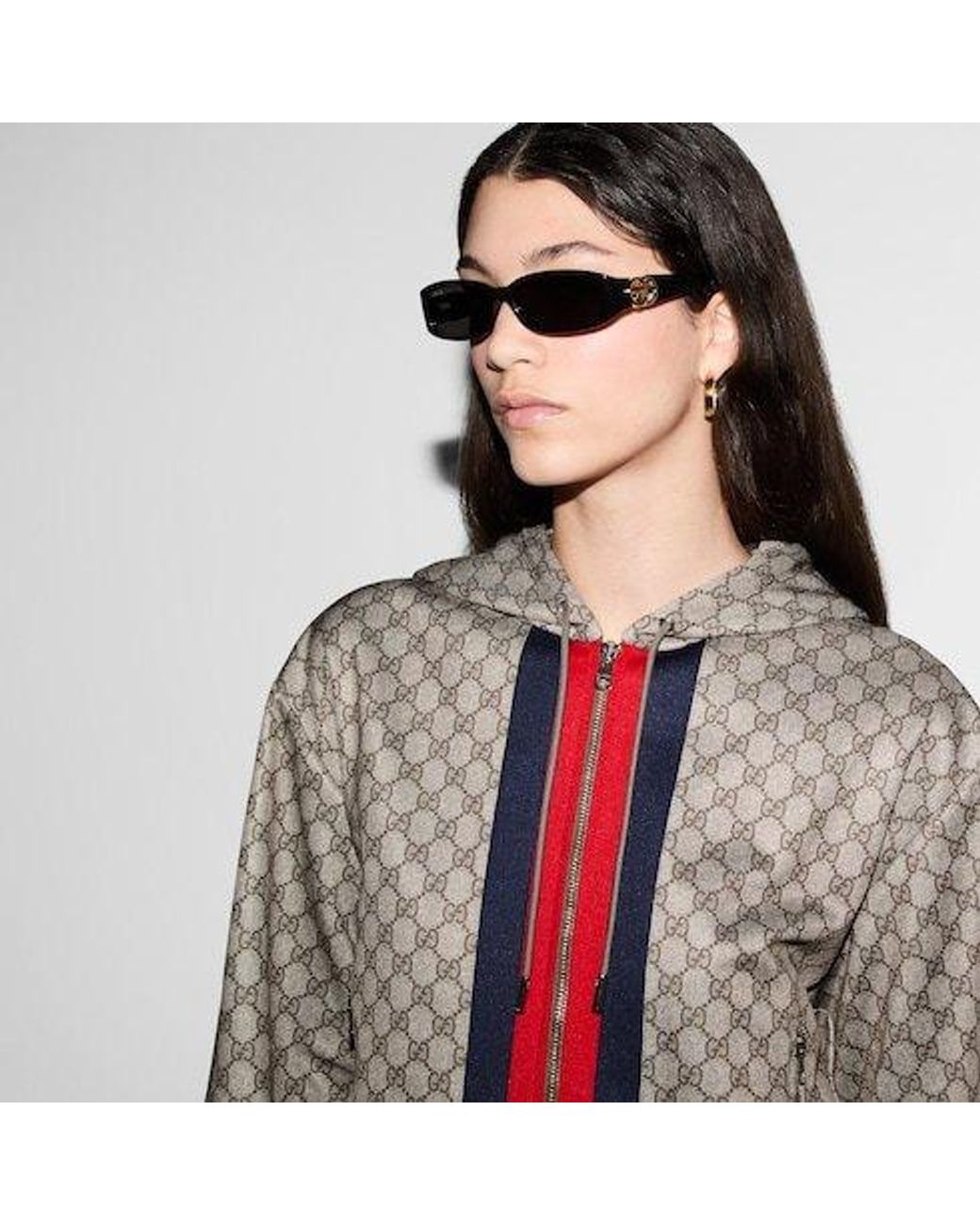 Gucci Brown Gg Technical Jersey Zip Jacket
