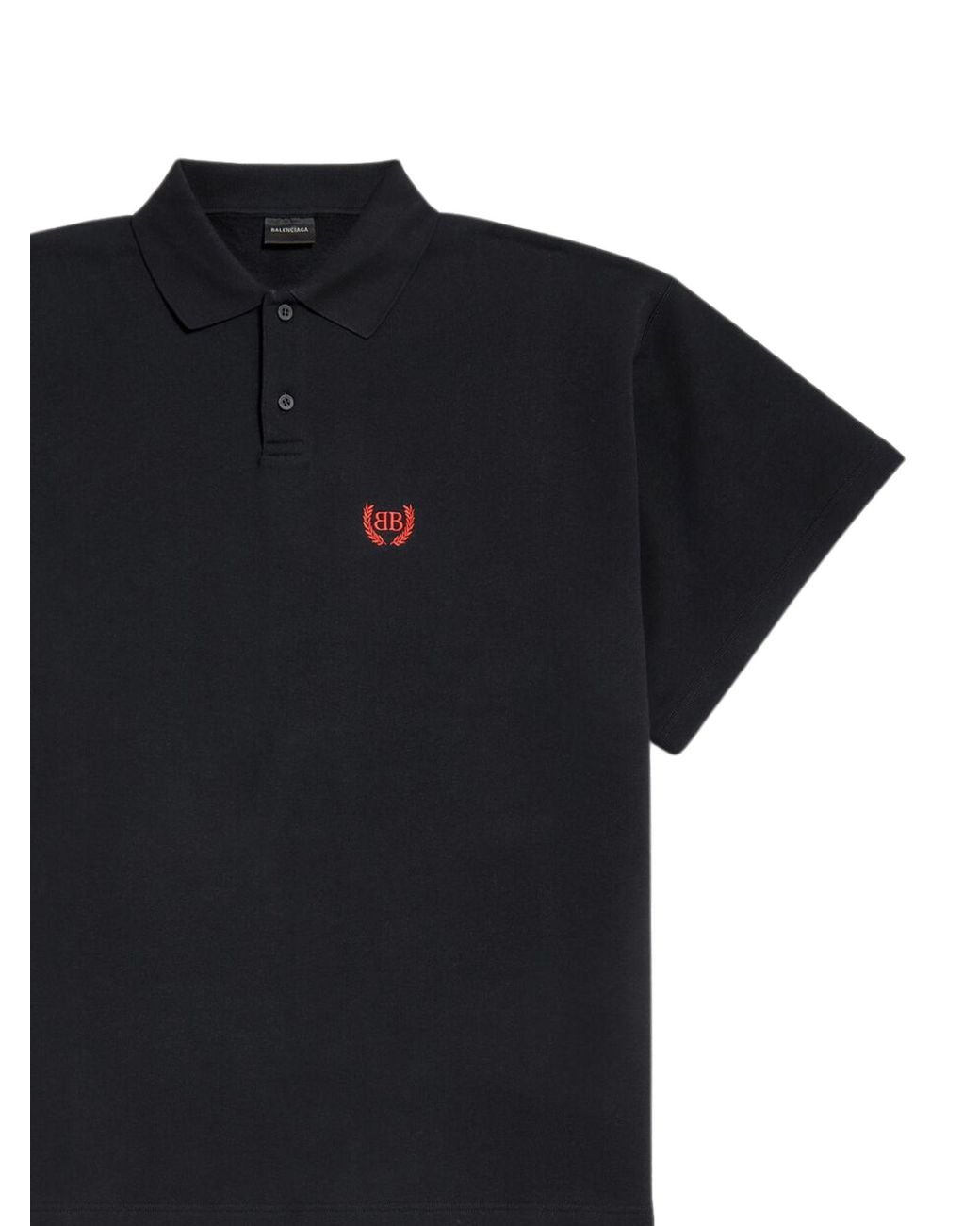 Balenciaga Black Laurel Classic Short Sleeved Oversized Polo Shirt for men