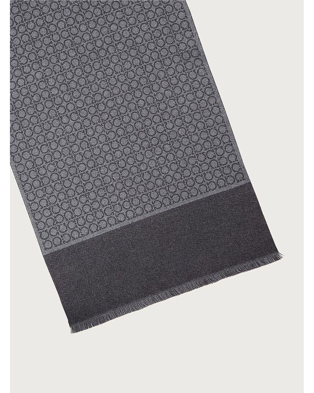 Ferragamo Gray Ferragamo Gancini Monogram Scarf for men
