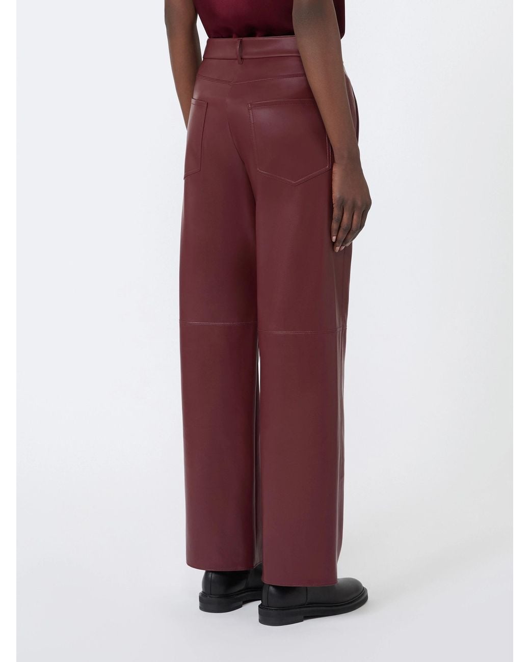 Max Mara Red S Coated Straight-Leg Pants