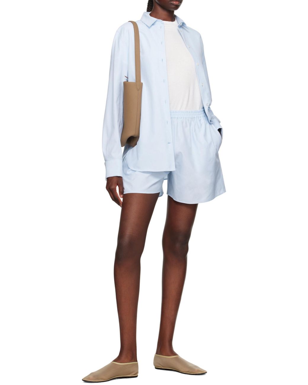 The Row Blue Loose Waist Shorts