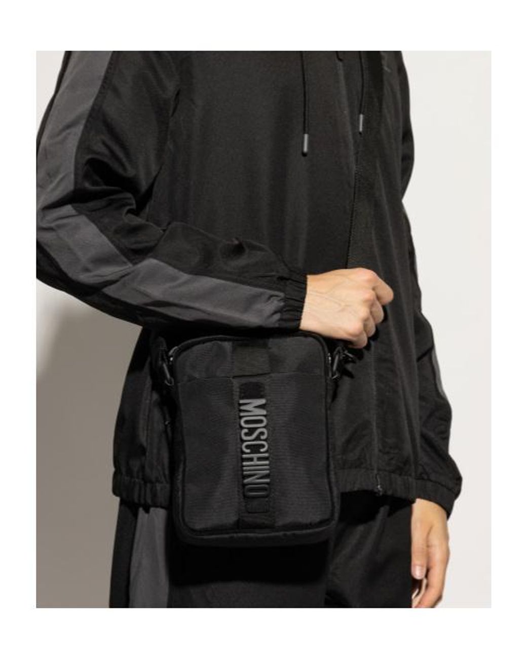 Moschino Black Logo Lettering Shoulder Bag for men