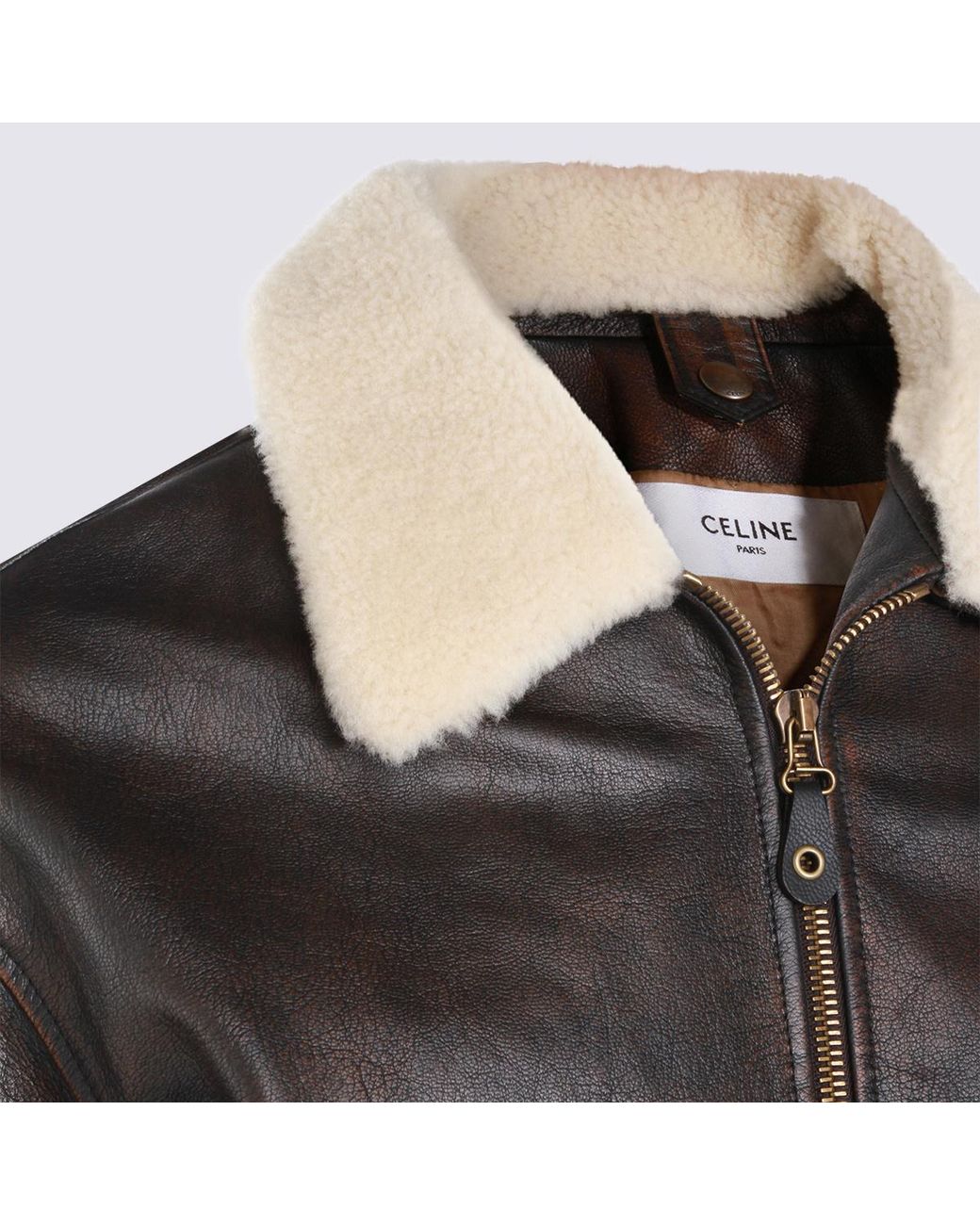 Céline Black Bomber Leather Jacket for men